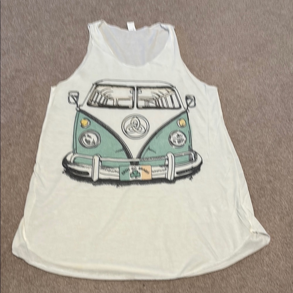 Super soft White Tank Top with VW Van Print.I don’t think my daughter ever wore